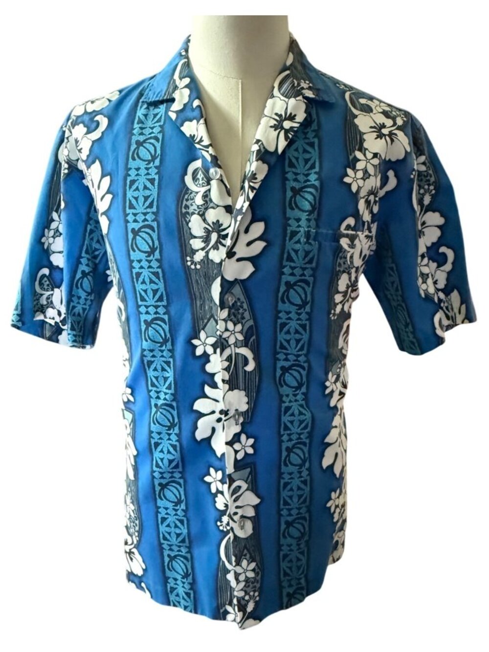 Mens Hawaiian Shirt Vintage Royal Creations Blue Floral Short Sleeve Shirt Large - Picture 2 of 16